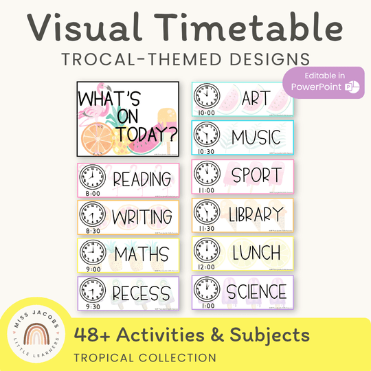 Visual Timetable | Editable | Tropical Theme