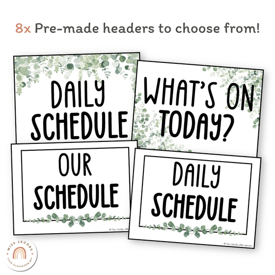 Visual Timetable - Modern Botanical Classroom Decor - Miss Jacobs Little Learners