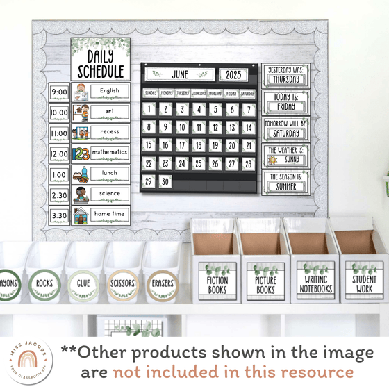 Visual Timetable - Modern Botanical Classroom Decor - Miss Jacobs Little Learners