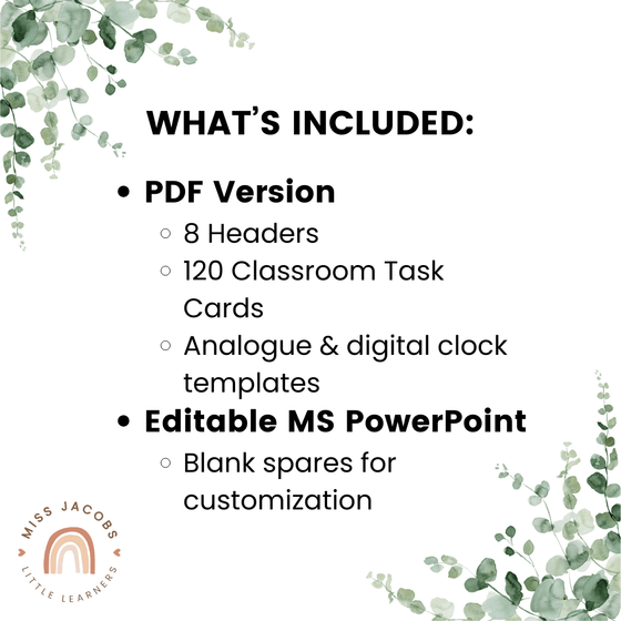Visual Timetable - Modern Botanical Classroom Decor - Miss Jacobs Little Learners