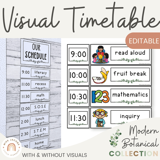 Visual Timetable Daily Schedule - Modern Botanical Classroom Decor