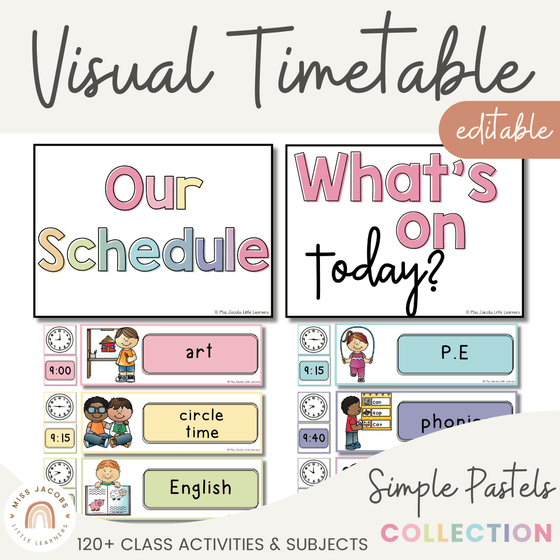 Visual Timetable | PASTELS | Editable - Miss Jacobs Little Learners