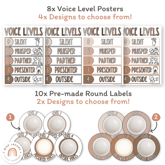 Voice Level Display | OMBRE NEUTRALS Classroom Decor - Miss Jacobs Little Learners