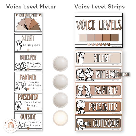 Voice Level Display | OMBRE NEUTRALS Classroom Decor - Miss Jacobs Little Learners