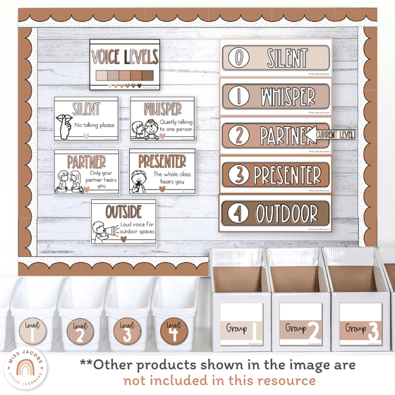Voice Level Display | OMBRE NEUTRALS Classroom Decor - Miss Jacobs Little Learners