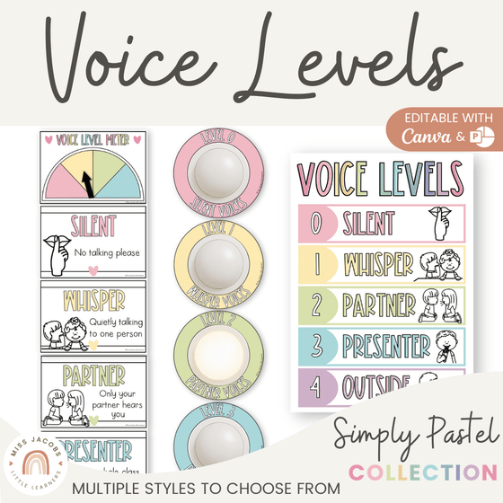 Voice Level Display | PASTELS Classroom Decor - Miss Jacobs Little Learners