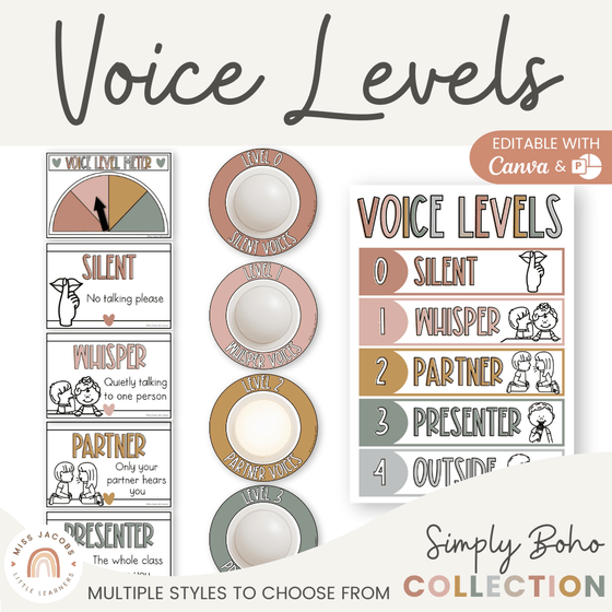 Voice Level Display | SIMPLE BOHO Classroom Decor - Miss Jacobs Little Learners