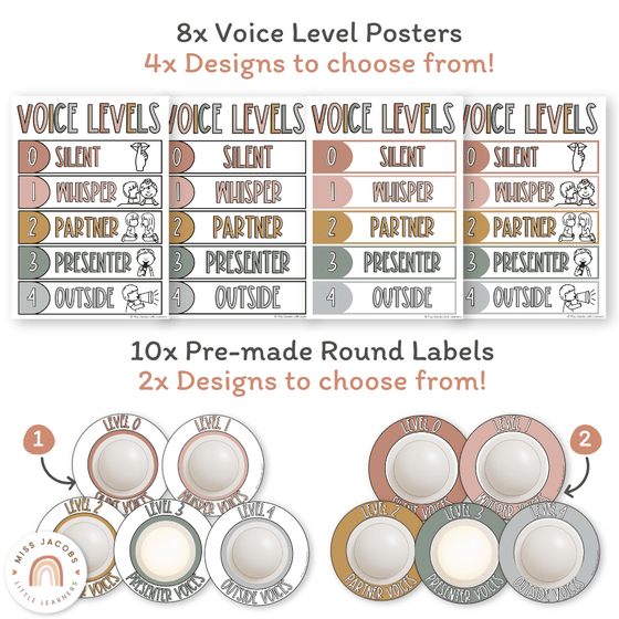 Voice Level Display | SIMPLE BOHO Classroom Decor - Miss Jacobs Little Learners