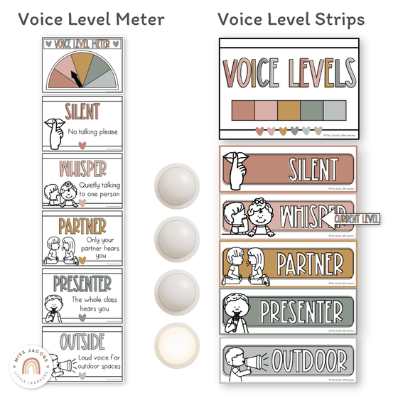 Voice Level Display | SIMPLE BOHO Classroom Decor - Miss Jacobs Little Learners
