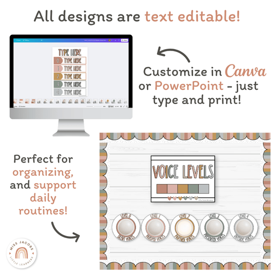 Voice Level Display | SIMPLE BOHO Classroom Decor - Miss Jacobs Little Learners