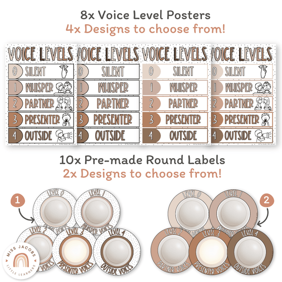 Voice Level Display | SPOTTY NEUTRALS Classroom Decor - Miss Jacobs Little Learners