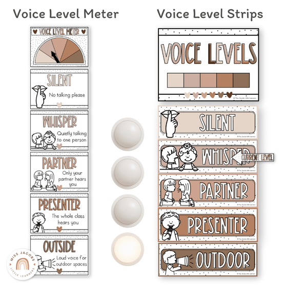 Voice Level Display | SPOTTY NEUTRALS Classroom Decor - Miss Jacobs Little Learners