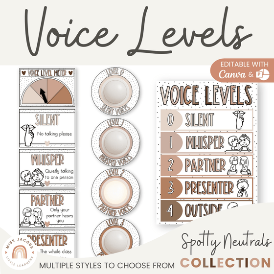 Voice Level Display | SPOTTY NEUTRALS Classroom Decor - Miss Jacobs Little Learners