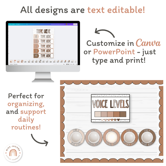 Voice Level Display | SPOTTY NEUTRALS Classroom Decor - Miss Jacobs Little Learners