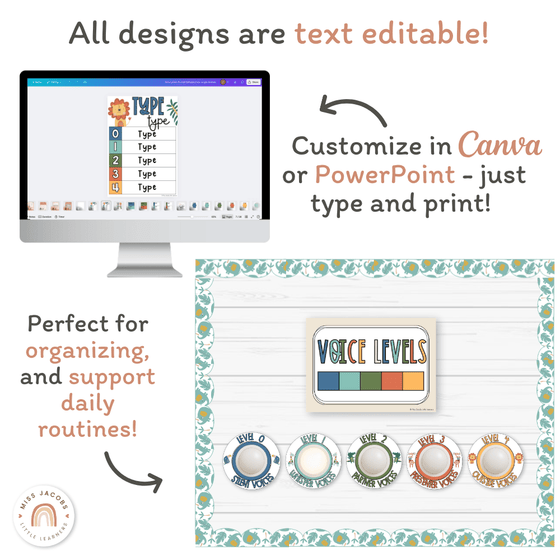 Voice Levels Chart - Cute Jungle Animals Decor - Miss Jacobs Little Learners