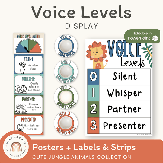 Voice Levels Chart - Cute Jungle Animals Decor