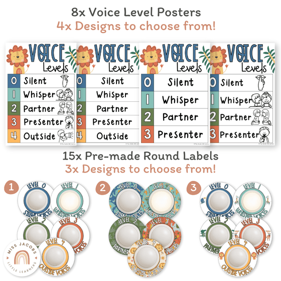 Voice Levels Chart - Cute Jungle Animals Decor - Miss Jacobs Little Learners