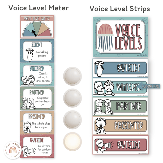 Voice Levels Chart - Cute Sea Life Classroom Decor