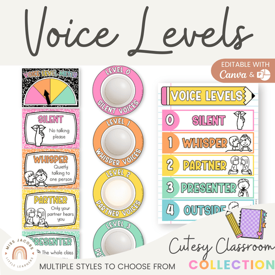 Voice Levels Chart - Cutesy Classroom Decor