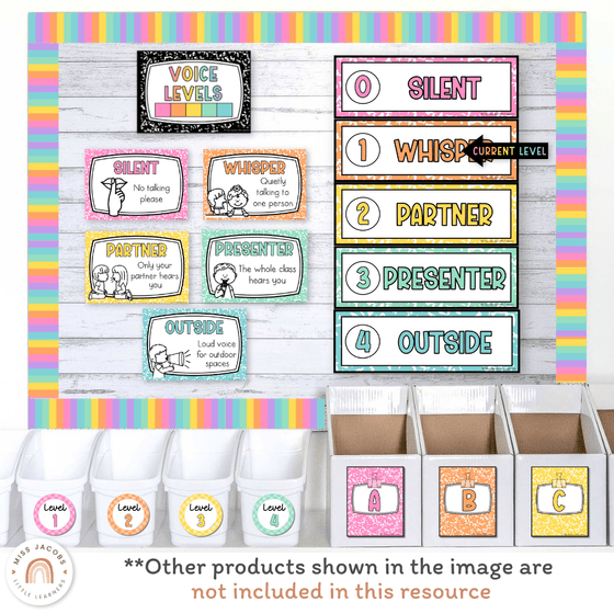 Voice Levels Chart - Cutesy Classroom Decor - Miss Jacobs Little Learners
