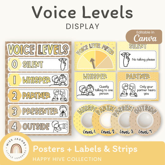Voice Levels Chart - Happy Hive Classroom Decor