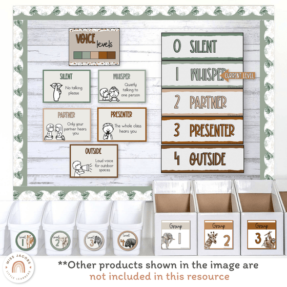 Voice Levels Chart - Modern Jungle Classroom Decor - Miss Jacobs Little Learners