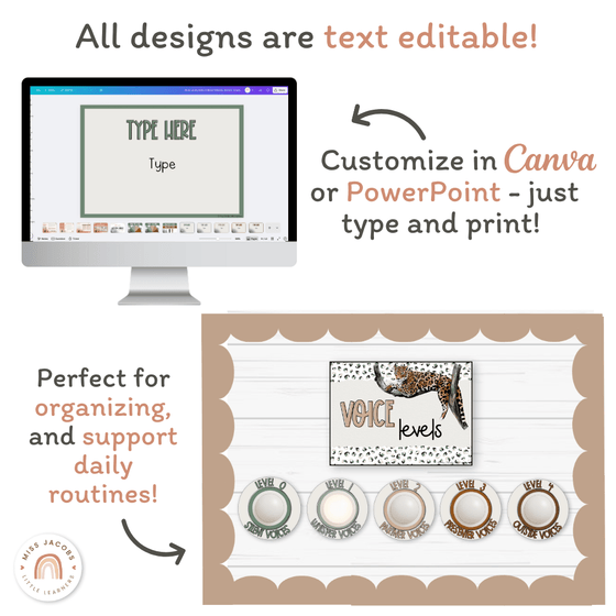 Voice Levels Chart - Modern Jungle Classroom Decor - Miss Jacobs Little Learners