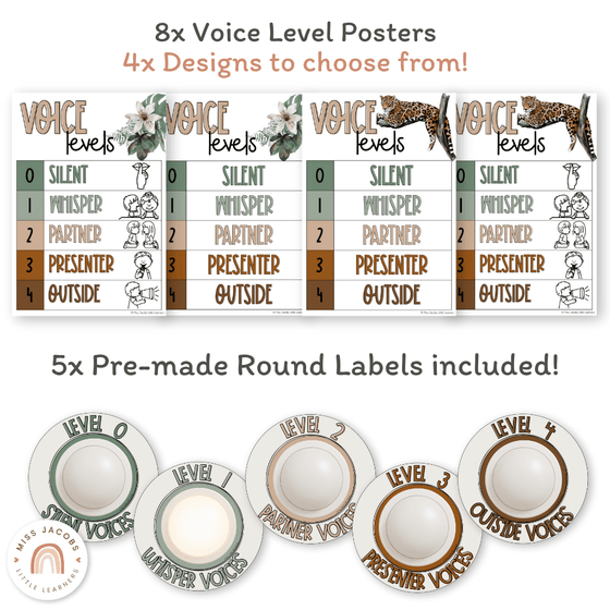 Voice Levels Chart - Modern Jungle Classroom Decor - Miss Jacobs Little Learners