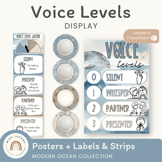 Voice Levels Chart - Modern Ocean Classroom Decor