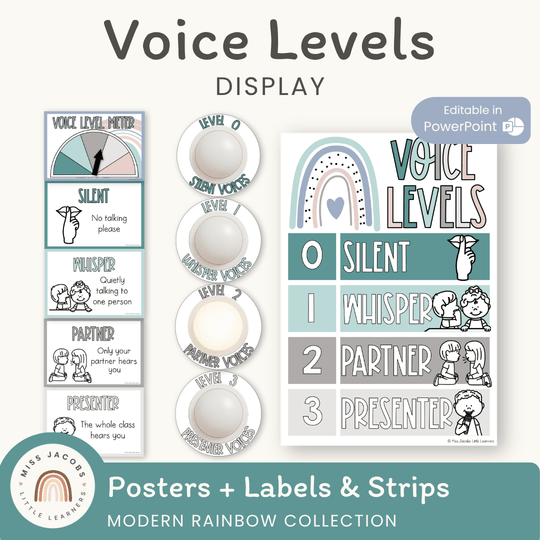 Voice Levels Chart - Modern Rainbow Classroom Decor