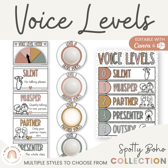 Voice Levels Chart - Spotty Boho Classroom Decor