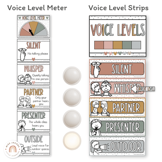 Voice Levels Chart - Spotty Boho Classroom Decor