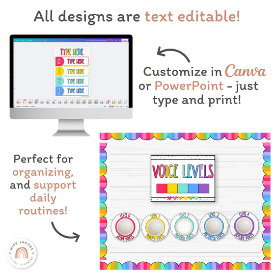 Voice Levels Chart - Spotty Bright Decor - Miss Jacobs Little Learners