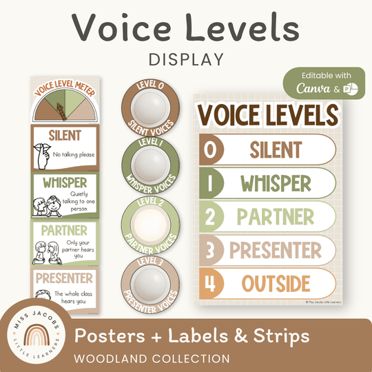Voice Levels Chart - Woodland Theme Classroom Decor