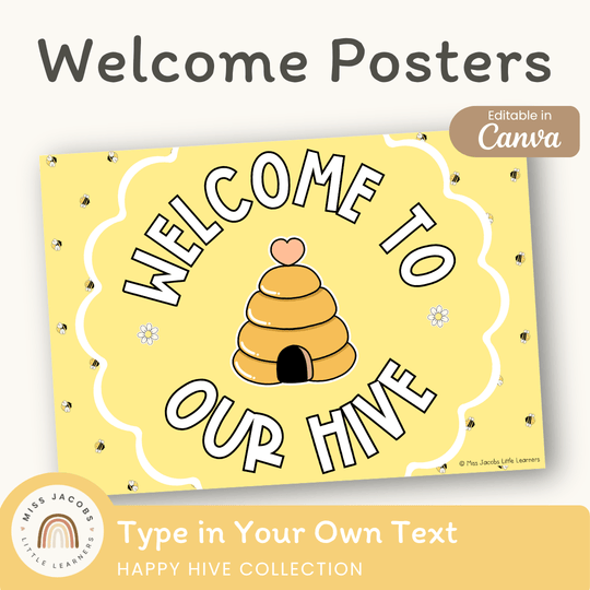 Welcome Posters - Happy Hive Classroom Decor