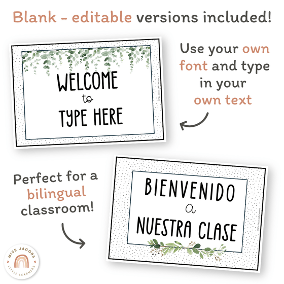 Welcome Posters - Modern Botanical Classroom Decor - Miss Jacobs Little Learners