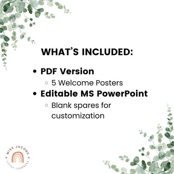 Welcome Posters - Modern Botanical Classroom Decor - Miss Jacobs Little Learners