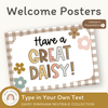 Welcome Sign - Daisy Gingham Neutrals Decor - Miss Jacobs Little Learners