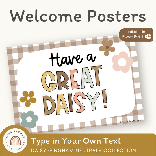 Welcome Sign - Daisy Gingham Neutrals Decor