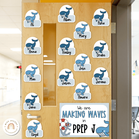 Whale Door Display Classroom Decor - Miss Jacobs Little Learners