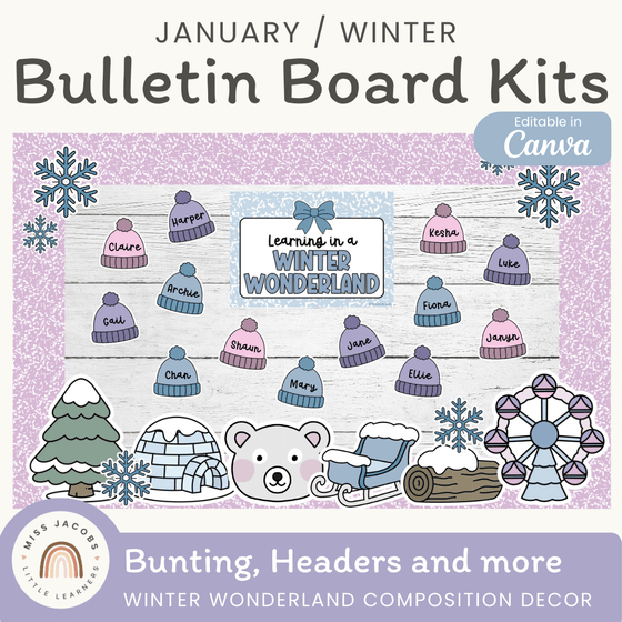Winter Bulletin Board Kit - Composition Notebook Classroom Decor - Miss Jacobs Little Learners