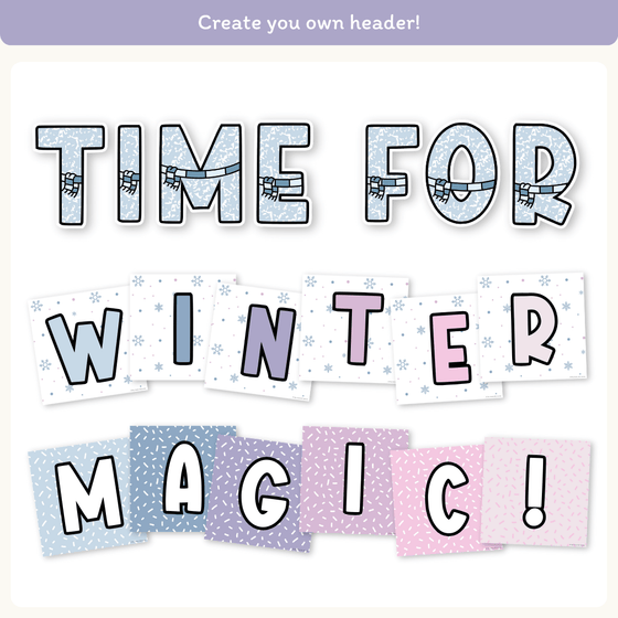 Winter Bulletin Board Letters - Composition Notebook Classroom Decor - Miss Jacobs Little Learners