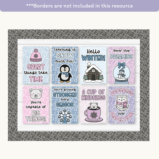 Winter Classroom Posters - Composition Notebook Classroom Decor - Miss Jacobs Little Learners