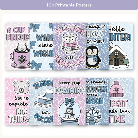 Winter Classroom Posters - Composition Notebook Classroom Decor - Miss Jacobs Little Learners