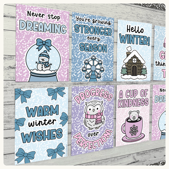 Winter Classroom Posters - Composition Notebook Classroom Decor - Miss Jacobs Little Learners