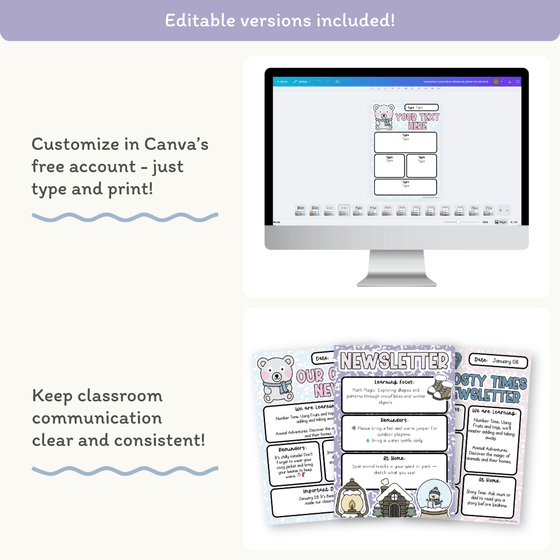 Winter Newsletters Templates - Composition Notebook Classroom Decor - Miss Jacobs Little Learners
