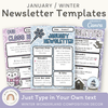 Winter Newsletters Templates - Composition Notebook Classroom Decor - Miss Jacobs Little Learners