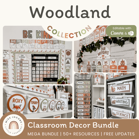 Woodland Theme Classroom Decor Bundle - Miss Jacobs Little Learners