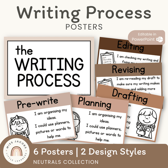 Writing Process Posters | Ombre Neutral English Classroom Decor – Miss ...