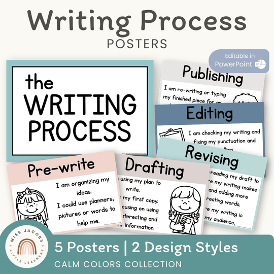 Writing Process Posters - Rainbow Calm Colors